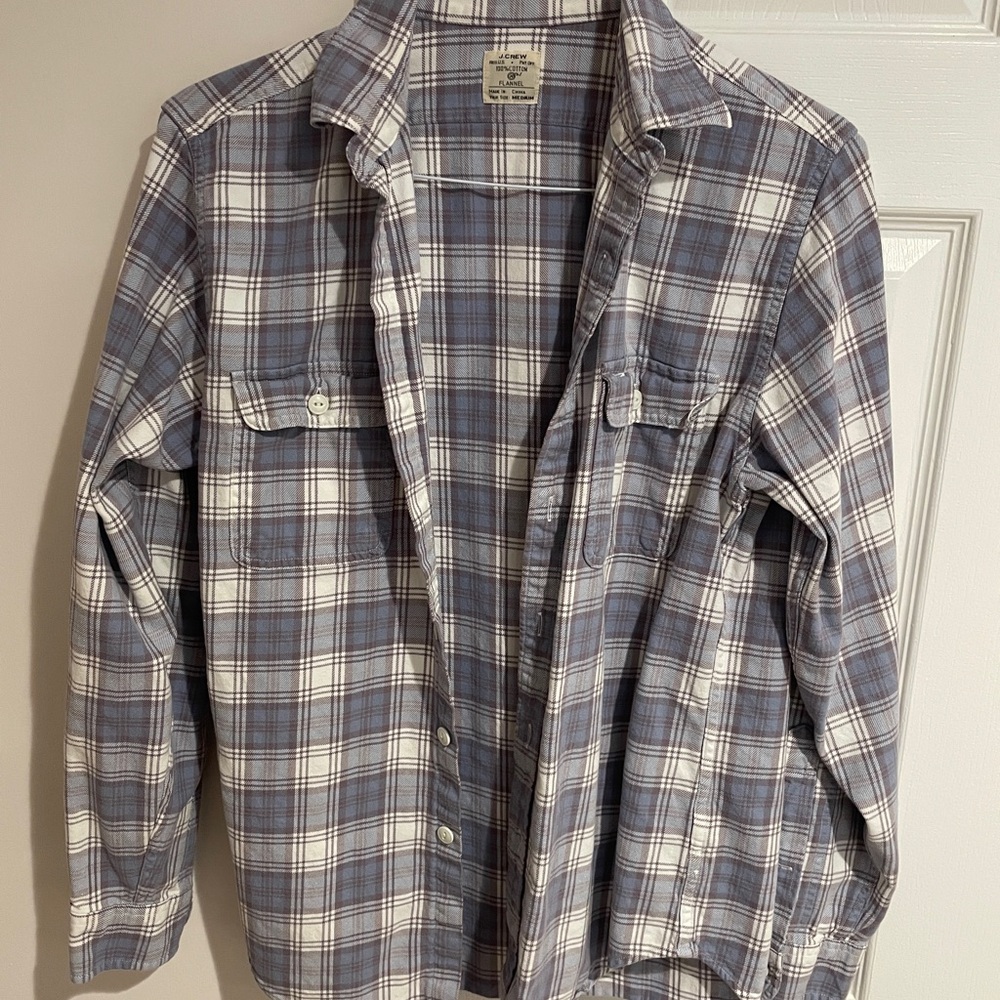 Men's Plaid J. Crew Cotton Flannel Shirt